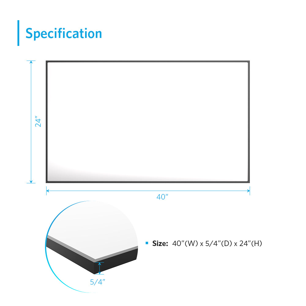 40"x24" Metal Framed Mirror for Bathroom Wall Vanity Mirror Black Aluminum Horizontally or Vertically