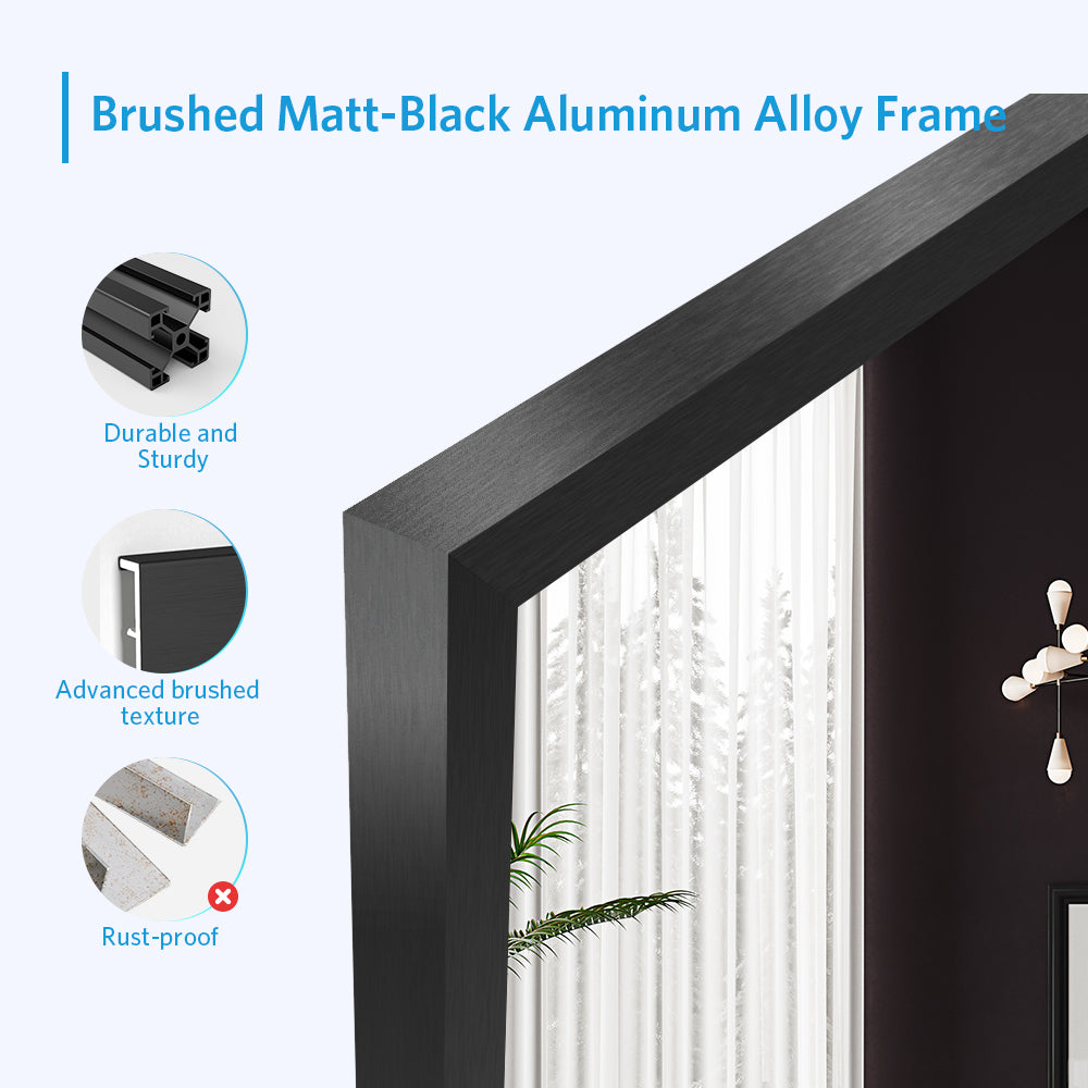 30"x36" Metal Framed Mirror for Bathroom Wall Vanity Mirror Black Aluminum Horizontally or Vertically