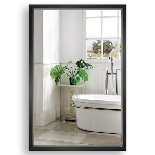 24"x36" Metal Framed Mirror for Bathroom Wall Vanity Mirror Black Aluminum Horizontally or Vertically