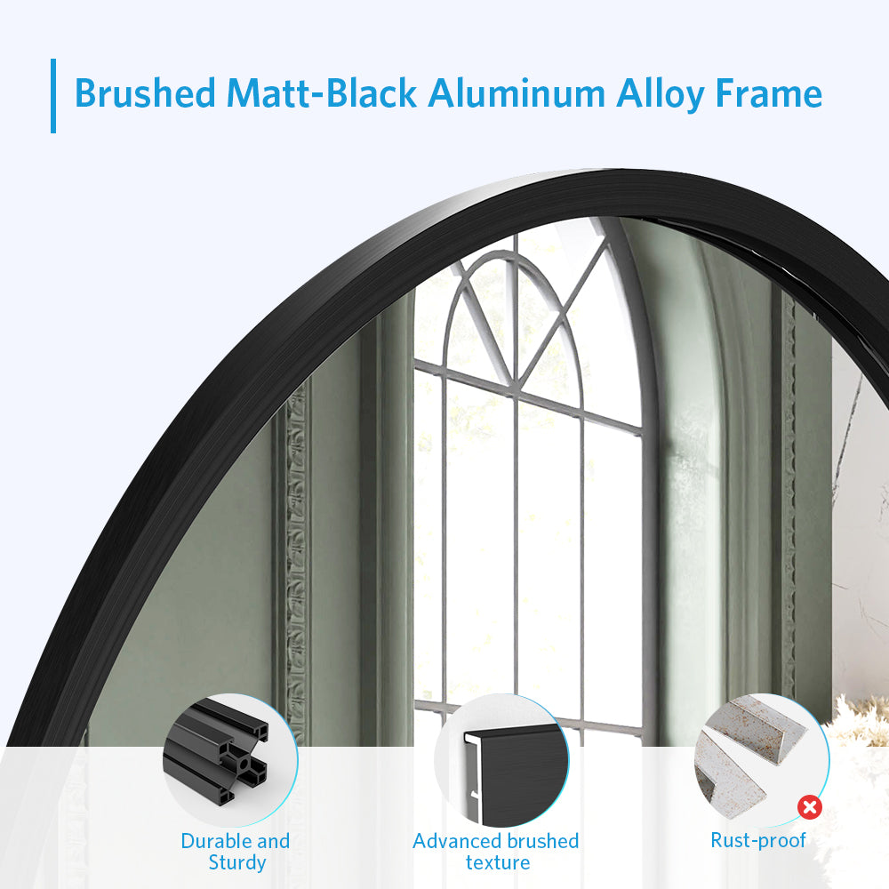 30" Metal Framed Mirror for Bathroom Wall Vanity Black Aluminum Round Mirror