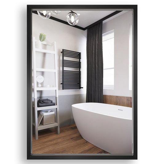 20"x28" Metal Framed Mirror for Bathroom Wall Vanity Mirror Black Aluminum Horizontally or Vertically