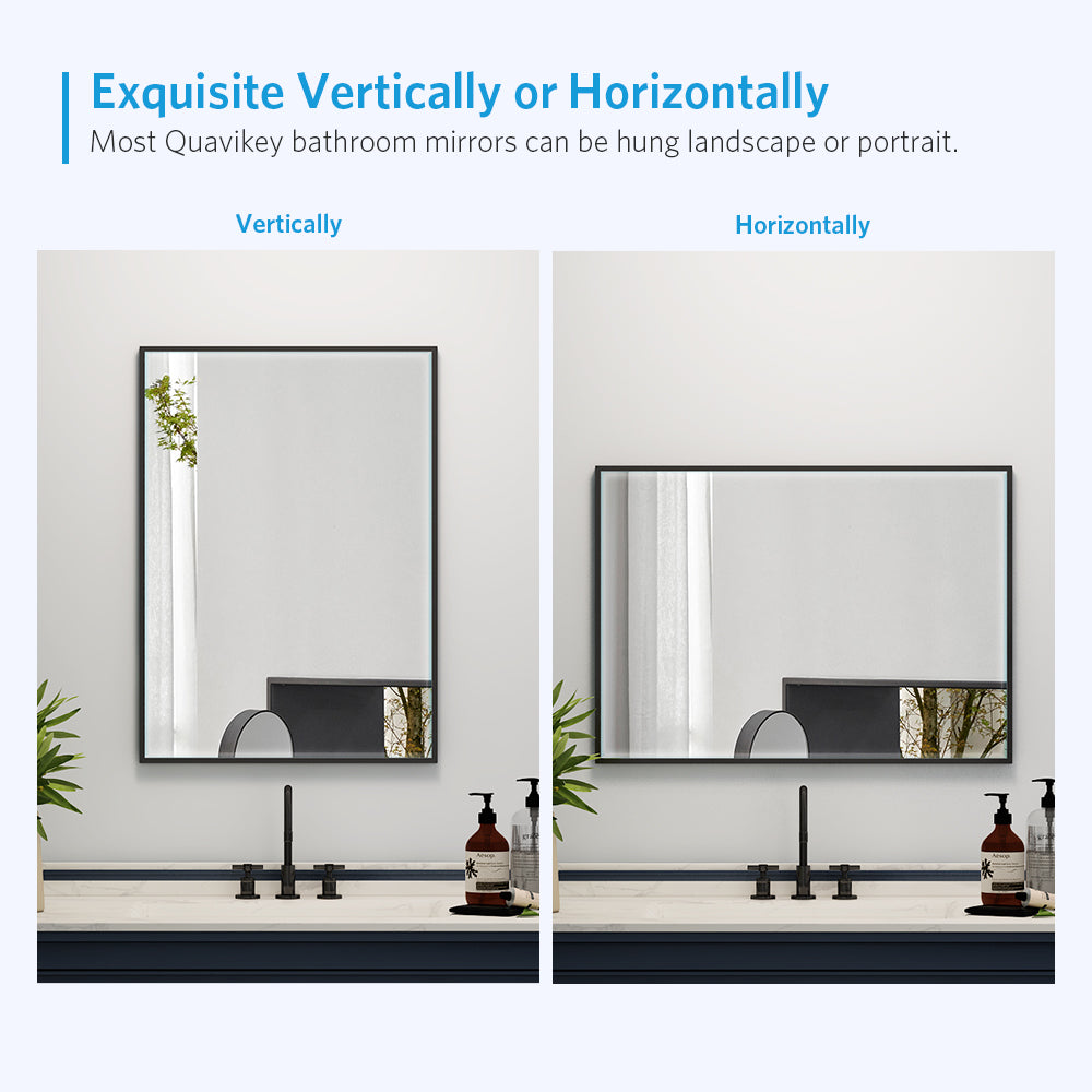 20"x28" Metal Framed Mirror for Bathroom Wall Vanity Mirror Black Aluminum Horizontally or Vertically