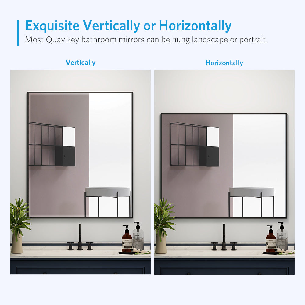 30"x36" Metal Framed Mirror for Bathroom Wall Vanity Mirror Black Aluminum Horizontally or Vertically