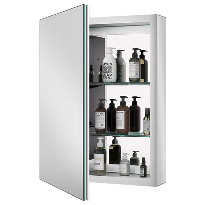 20"x26" Mirrored Medicine Cabinet for Bathroom Recessed or Surface Mount, Silver Aluminum
