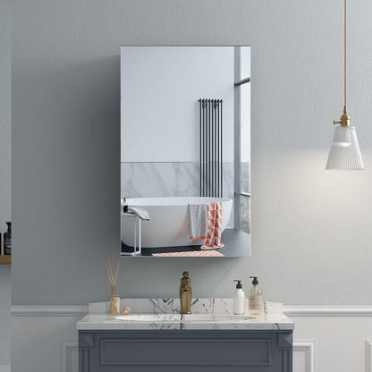 16"x26" Mirrored Medicine Cabinet for Bathroom Recessed or Surface Mount, Black Aluminum